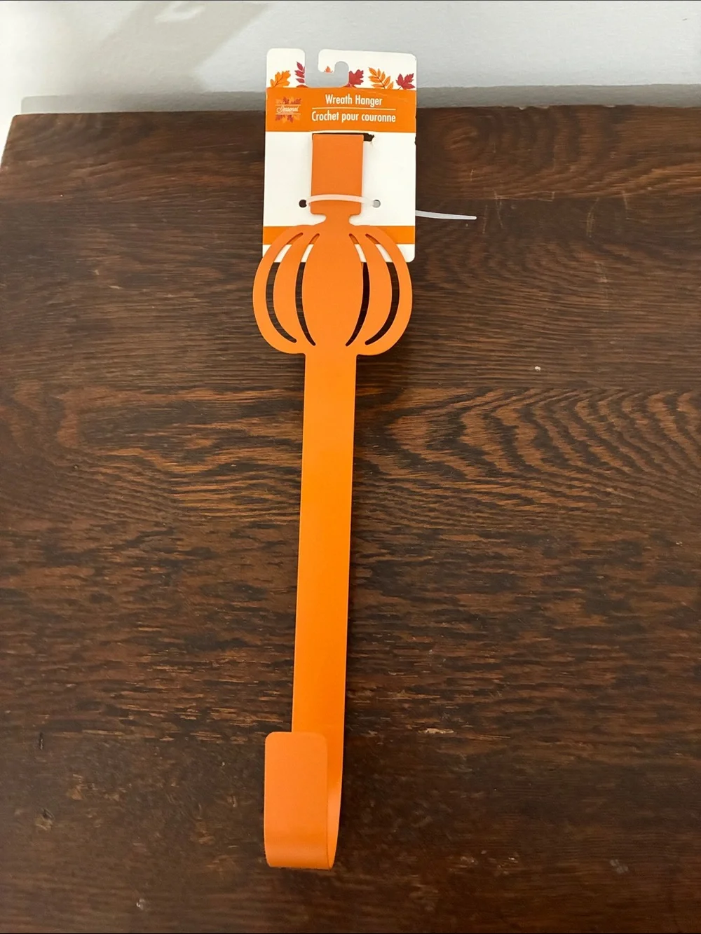 NWT- Orange Metal Pumpkin Wreath Hanger